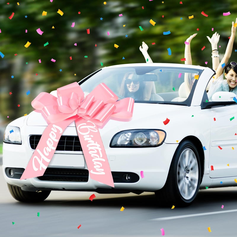 Datanly 30 Inch Big Car Bow for Birthday Giant Gift Wrapping Bow for Large Gift Car Birthday Decoration(Light Pink) - Image 5
