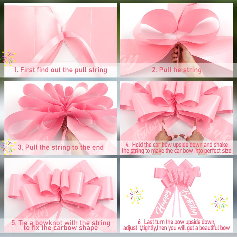 Datanly 30 Inch Big Car Bow for Birthday Giant Gift Wrapping Bow for Large Gift Car Birthday Decoration(Light Pink) - Image 2