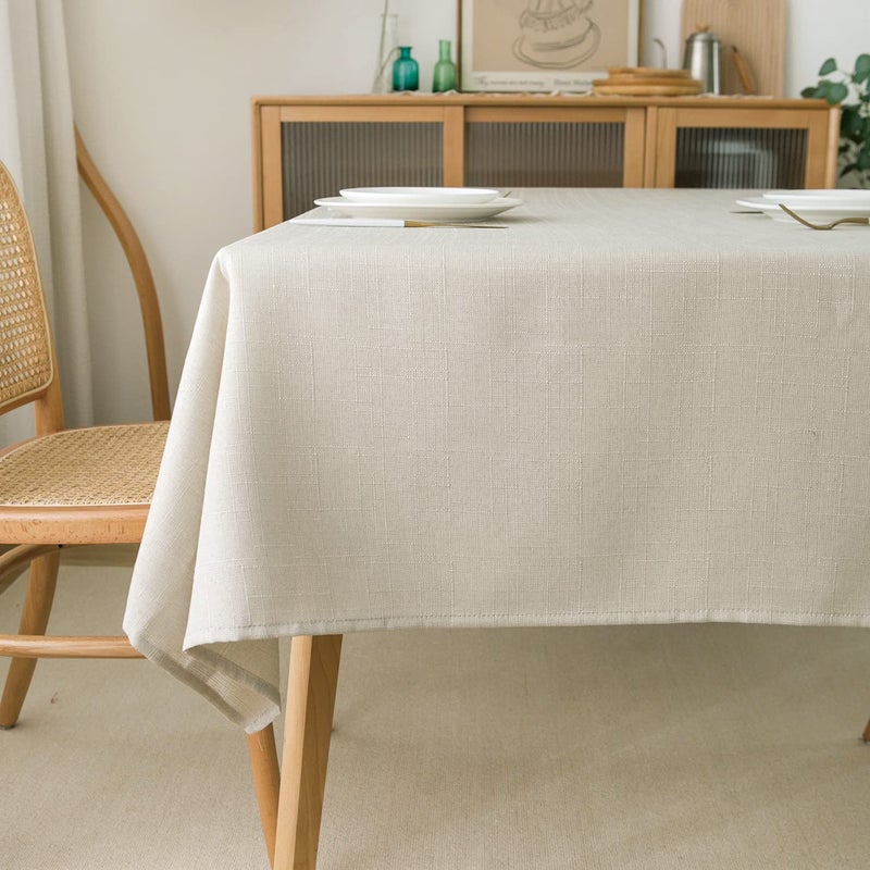 NLMUVW Linen Tablecloth for Rectangle Table 120 Inch Linen Textured Table Cloth 8 FT Water Resistant Farmhouse Table Cover for Kitchen Dining Party  54 x 120 Inch - Image 1