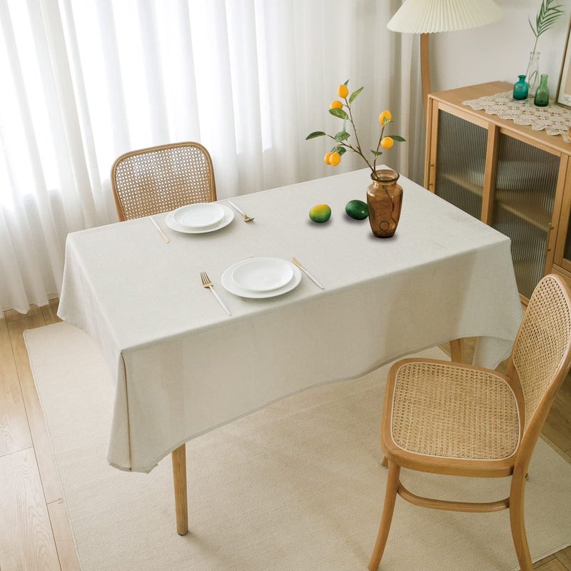 NLMUVW Linen Tablecloth for Rectangle Table 120 Inch Linen Textured Table Cloth 8 FT Water Resistant Farmhouse Table Cover for Kitchen Dining Party  54 x 120 Inch - Image 4