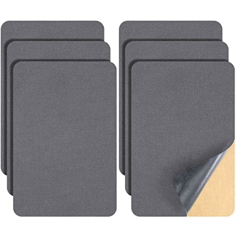 6 Pieces Upholstery Patch Sofa Couch Carpet Scratches Velvet Patch Repair Self Adhesive Flannel Fabric Furniture Car Seats Jeans Hand Bag Jackets, 11.81 x 7.87 Inch Gray - Image 1