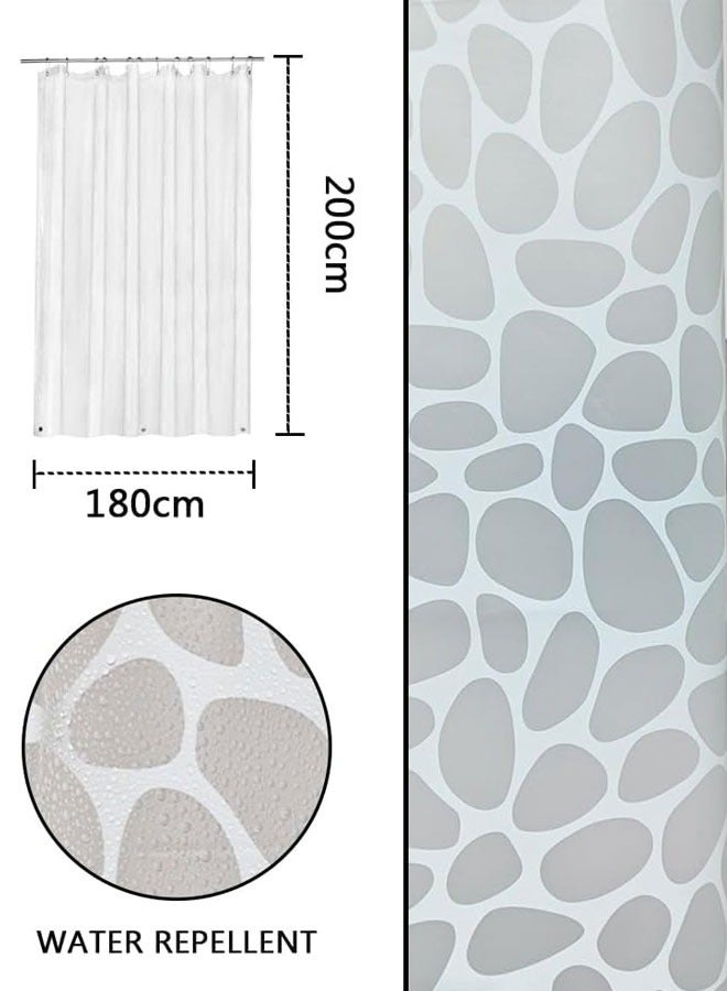 وهاواي Long Shower Curtain Liner, Heavy Duty PEVA Thick Clear Plastic Shower Curtain with Rust-Proof Metal Grommets, Waterproof Shower Liner for Bathroom, Pebble Pattern, 180X200cm - Image 2