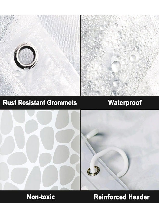 وهاواي Long Shower Curtain Liner, Heavy Duty PEVA Thick Clear Plastic Shower Curtain with Rust-Proof Metal Grommets, Waterproof Shower Liner for Bathroom, Pebble Pattern, 180X200cm - Image 3