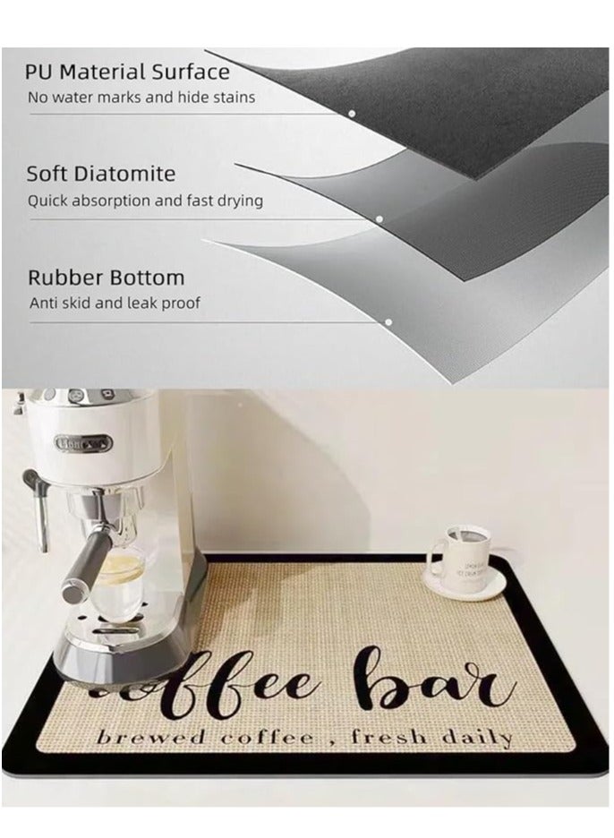 Arabest Coffee Bar Mat - Hide Stain Absorbent Drying Mat with Waterproof Rubber Backing - Fits Under Coffee Maker or Machine - Image 3