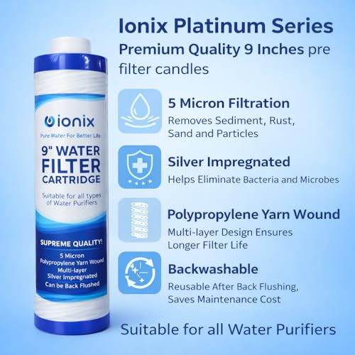 IONIX Thread Candle 9" + Inline Filter/Pre Filter for All Standard 10 Inch Pre Filter Housing (4) - Image 2