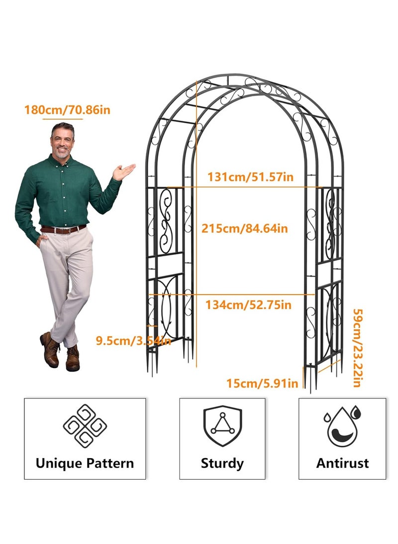 WISFOR Metal Pergola Arbor Arch Decorative Black Metal Garden Arbor for Outdoors Wedding Arch Arbor Party Ceremony Decoration Climbing Plant Support Trellis Arch Arbor Trellis Metal Pergola Arbor - Image 5