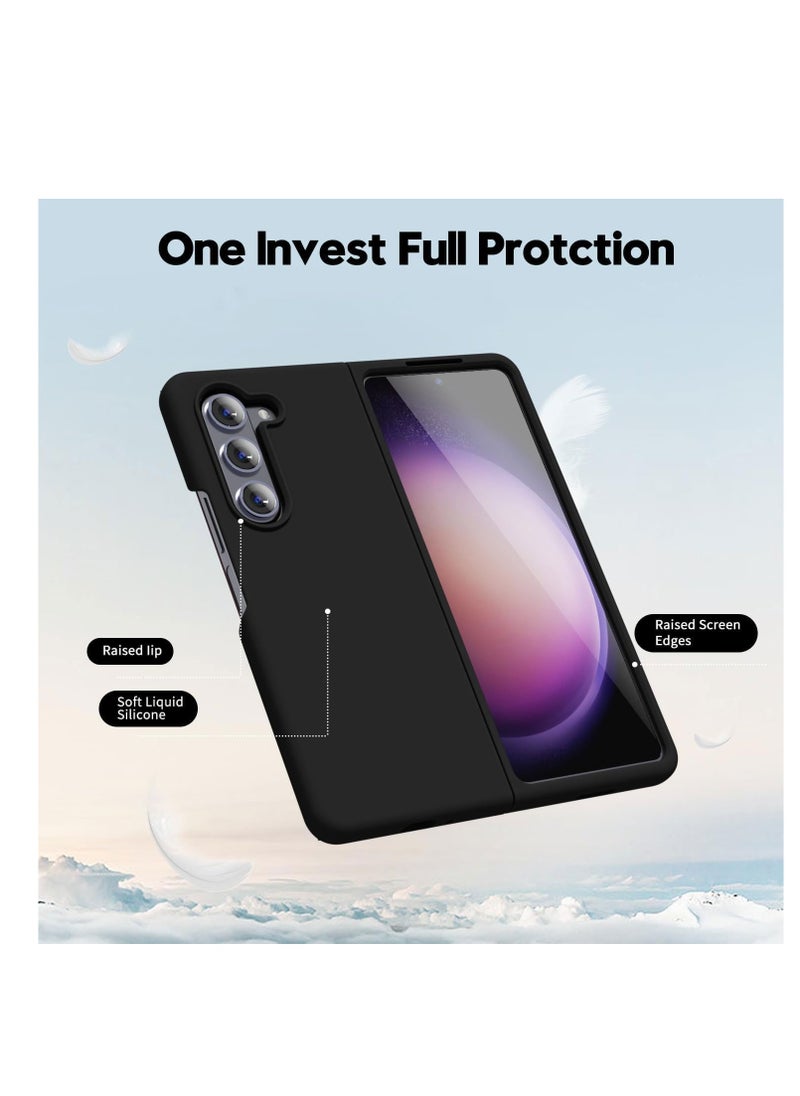 Aookay Case for Samsung Galaxy Z Fold 6 with Liquid Silicone Grip, Ultra-Thin Soft Rubber, Solid Color Smooth Gel Shell, Matte Solid Color Protective Shockproof Case For Z Fold 6 (Black)  - Image 5