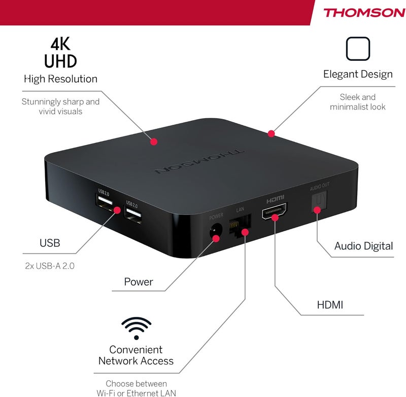 طومسون Thomson صندوق البث 240UK، 4K UHD، Google TV، التحكم الصوتي من Google، Wifi، Googlecast مدمج - Image 3