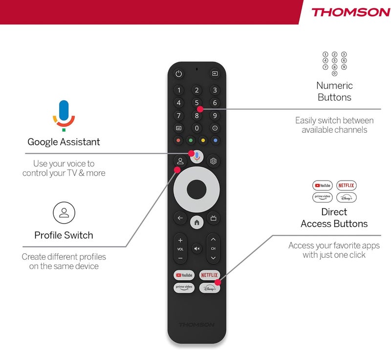 طومسون Thomson صندوق البث 240UK، 4K UHD، Google TV، التحكم الصوتي من Google، Wifi، Googlecast مدمج - Image 4