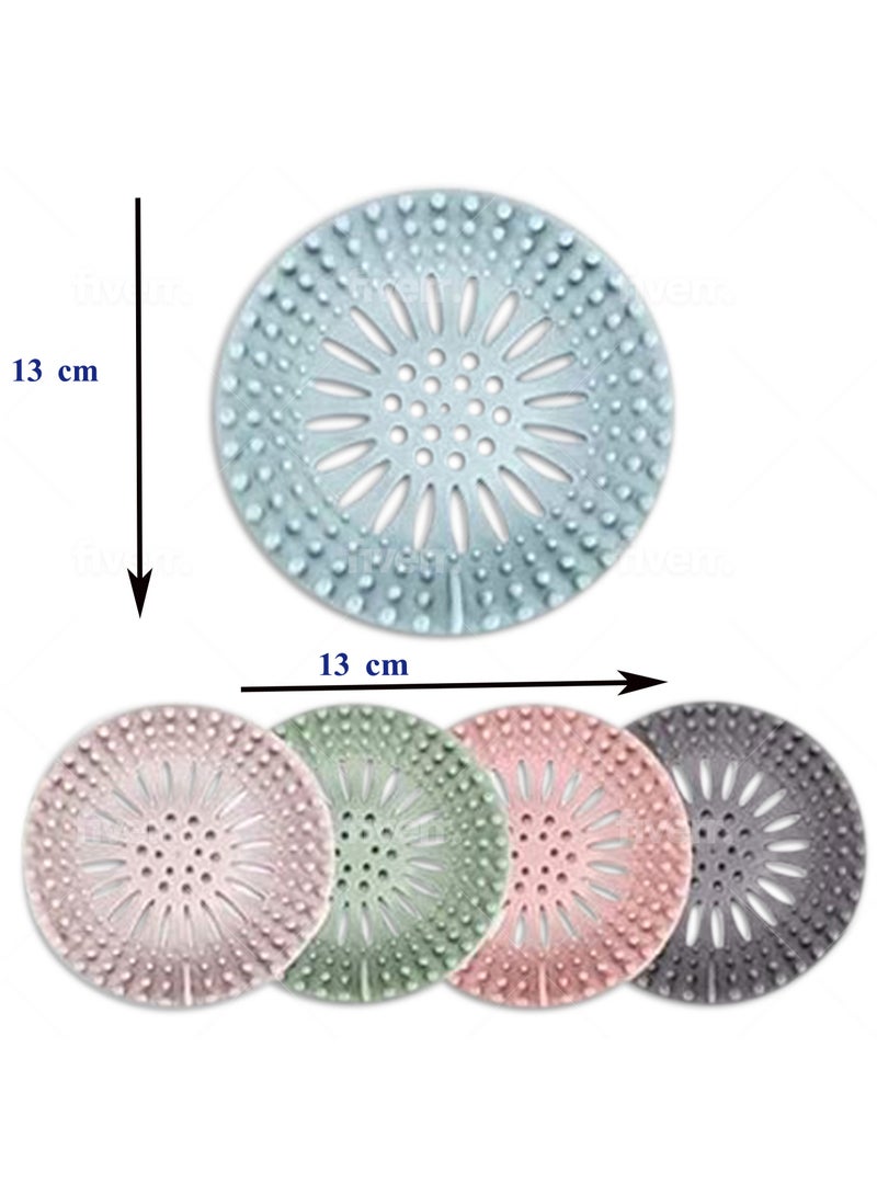 أغطية تصريف الدش المقاومة للشعر من السيليكون المتين من المطاط اللدن حراريًا، سهلة التنظيف والتركيب، تستخدم للمطبخ وحوض الاستحمام والحمام، عبوة من 5 قطع (الأزرق والأخضر والرمادي والأسود والوردي) - Image 4