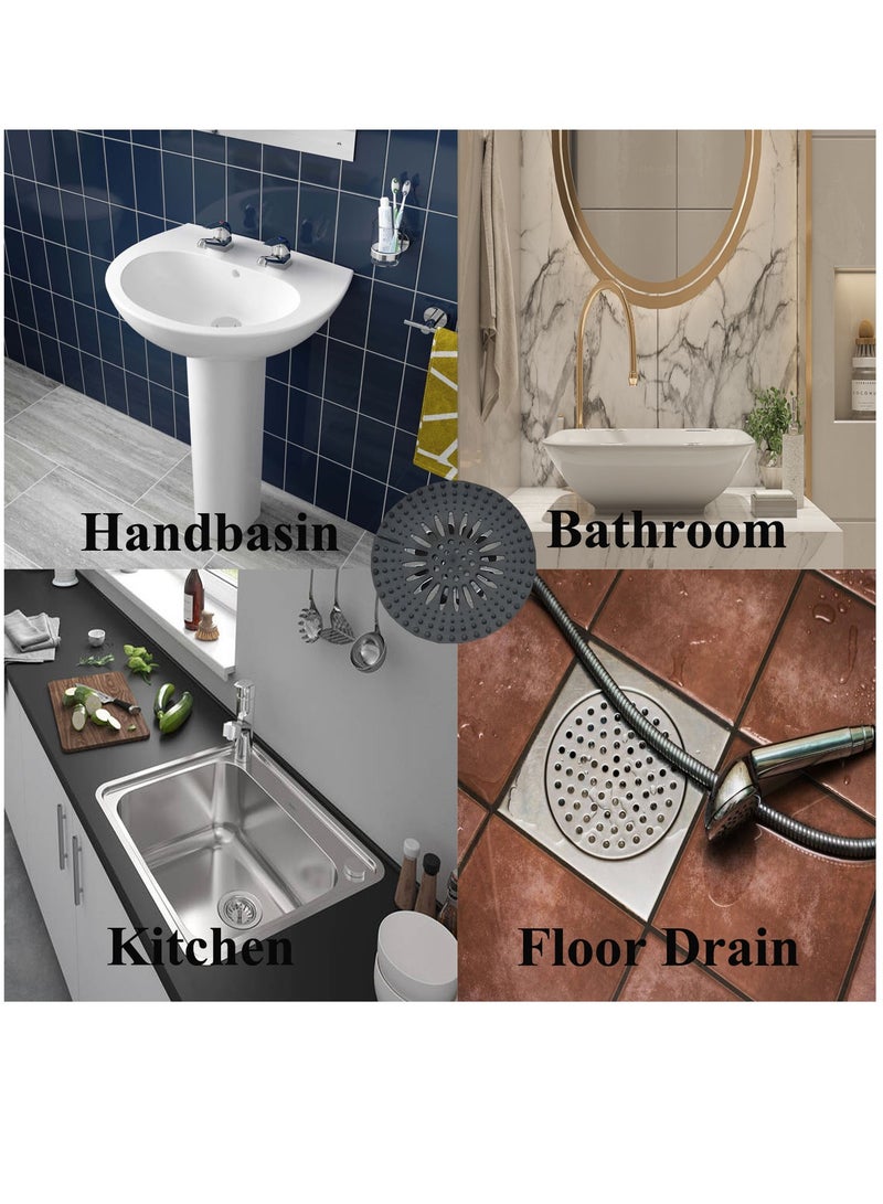 أغطية تصريف الدش المقاومة للشعر من السيليكون المتين من المطاط اللدن حراريًا، سهلة التنظيف والتركيب، تستخدم للمطبخ وحوض الاستحمام والحمام، عبوة من 5 قطع (الأزرق والأخضر والرمادي والأسود والوردي) - Image 2