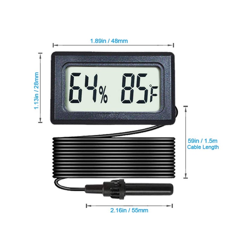 Veanic 4-Pack Mini Digital Hygrometer Thermometer Gauge with Probe Large Number LCD Display Temperature Fahrenheit Humidity Meter for Incubator Reptile Plant Terrarium Humidor Guitar Case Greenhouse - Image 2