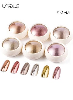 Unique 6 PCS Metallic Chrome Nail Art Powder - Rose Gold Mirror Effect - DIY Nail Paint Glitter Powder - Nail Art Decorations  - Image 1