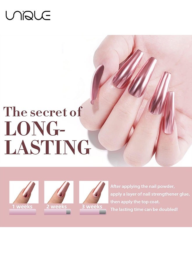 يونيك 6 قطع مسحوق فن الأظافر المعدني بالكروم - تأثير مرآة الذهب الوردي - مسحوق بريق طلاء الأظافر DIY - زينة فن الأظافر - Image 5