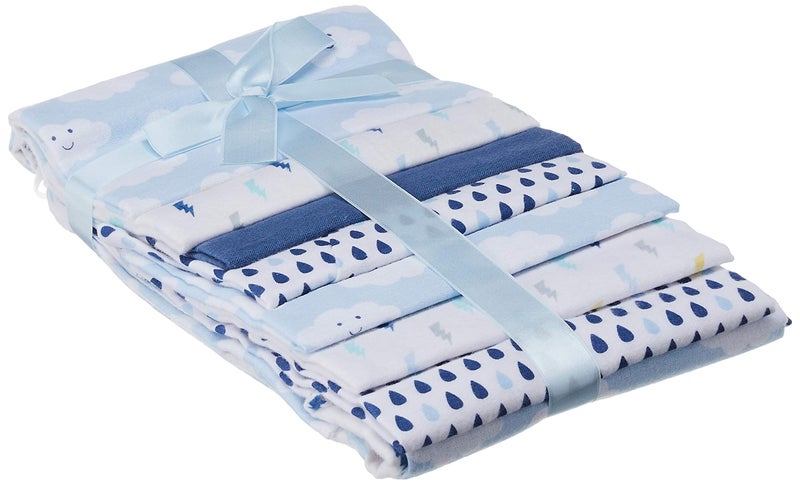 Luvable Friends Unisex Baby Cotton Flannel Receiving Blankets, Boy Clouds 7-Pack, One Size - Image 3