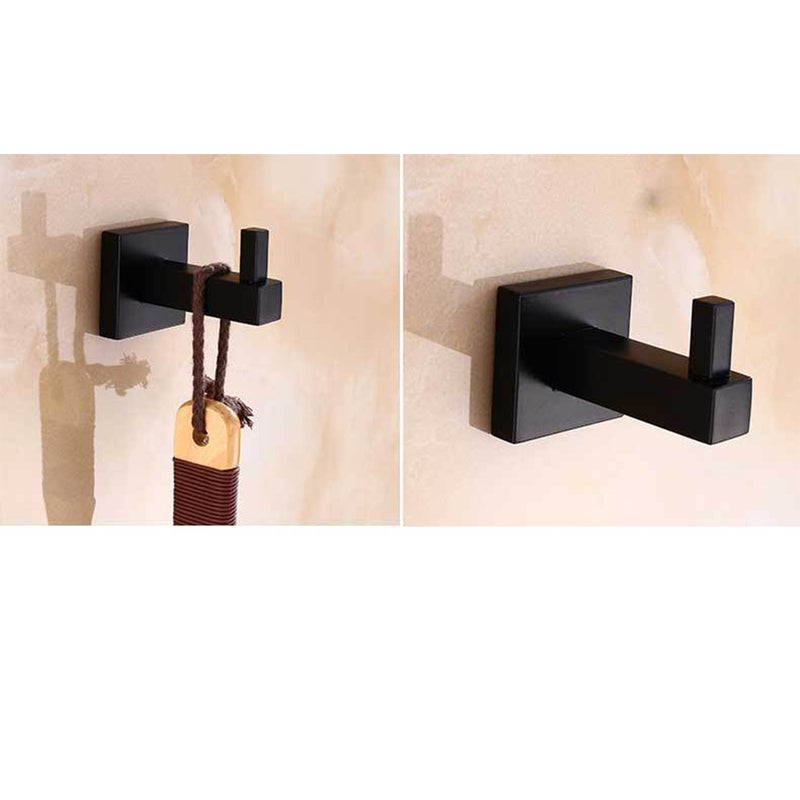 🚽 علاقة مناشف للحمام حائطية مفردة مربعة سميكة باللون الأسود - Image 1