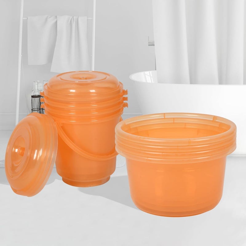 Urbane Home Urbane Home Set of 8 Bathroom Combo Set 4 Piece Tub25 L 4 Piece Bucket13 L Bathing Set Bathroom Combo Set Modern Bathroom Accessories Set Transparent Orange  - Image 1
