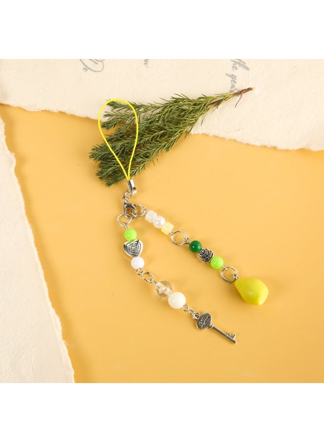 NIBEMINENT Beaded Phone Lanyard, Anti Lost Removable Wrist Strap，Handmade Love Bracelet Pendant, Phone Keychain Lanyard