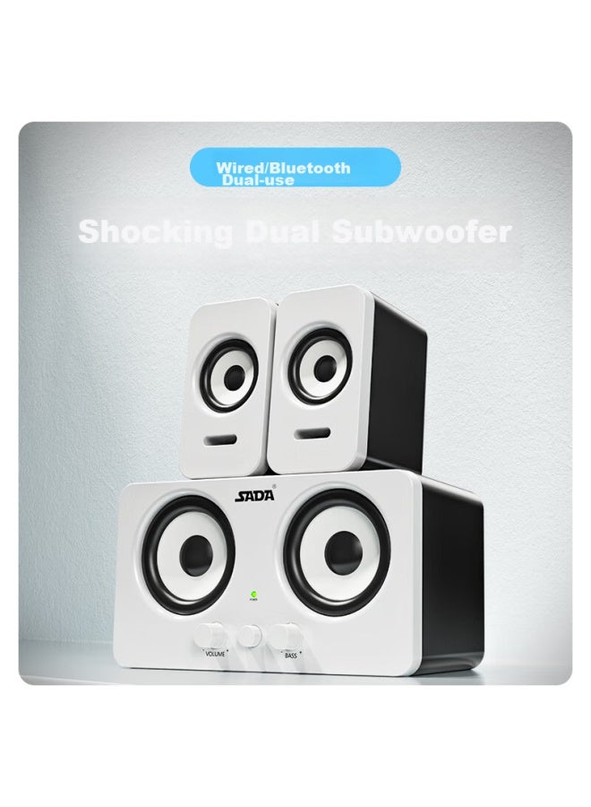SADA Computer Speakers, Home Subwoofer, Desktop Wired Usb Multimedia Speakers, Laptop And Mobile Phone Small Heavy Bass Speaker D-220 - Image 4