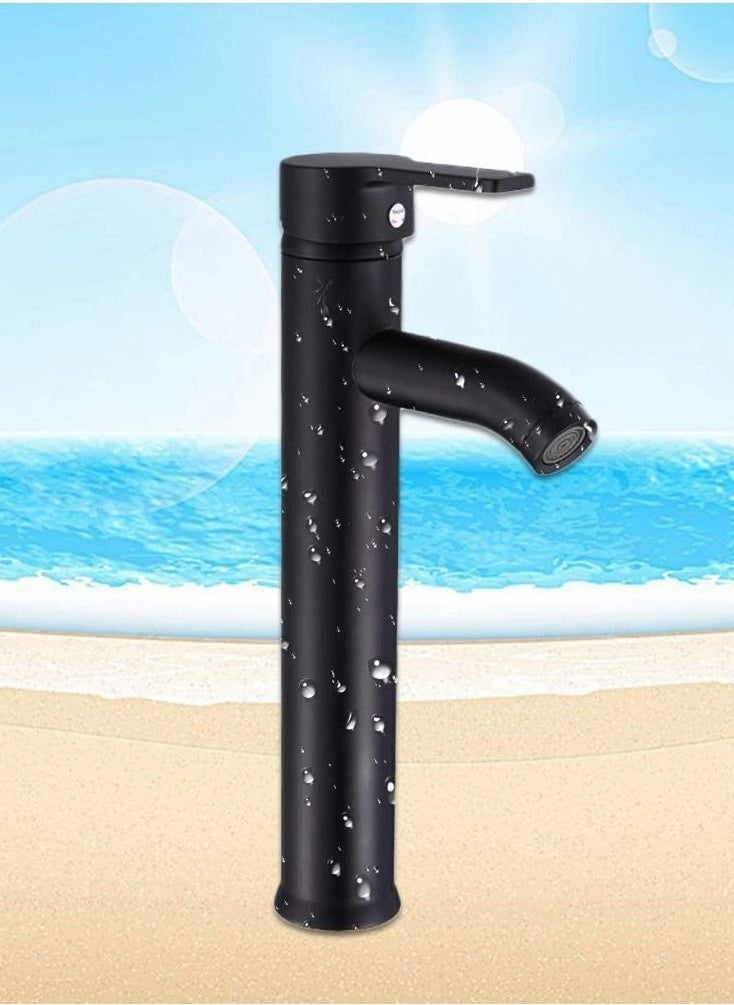 Tap Black Bathroom Faucet Stainless Steel Basin Mixer Bathroom Accessories Black Tap Sink Basin Mixer Tap for Home Kitchen (High Pattern) - Image 5