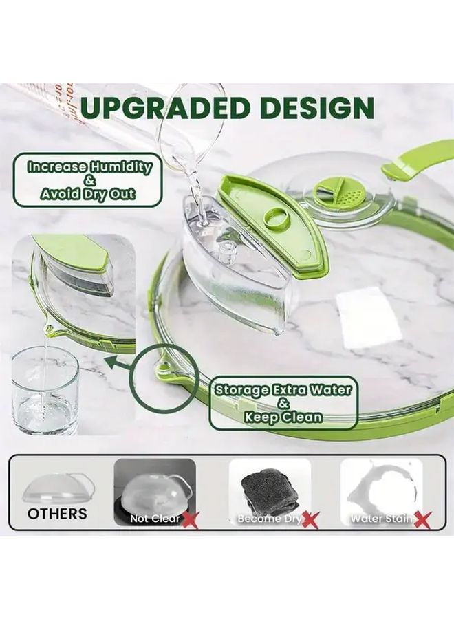 1pc 10 Inch Heat Resistant Clear Microwave Splatter Guard With Green Handle Food Cover And Water Steamer Lid Keeps Meal Warm Ideal For Salmon And Veggies - Image 4