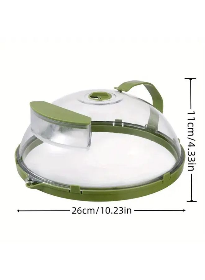 1pc 10 Inch Heat Resistant Clear Microwave Splatter Guard With Green Handle Food Cover And Water Steamer Lid Keeps Meal Warm Ideal For Salmon And Veggies - Image 2