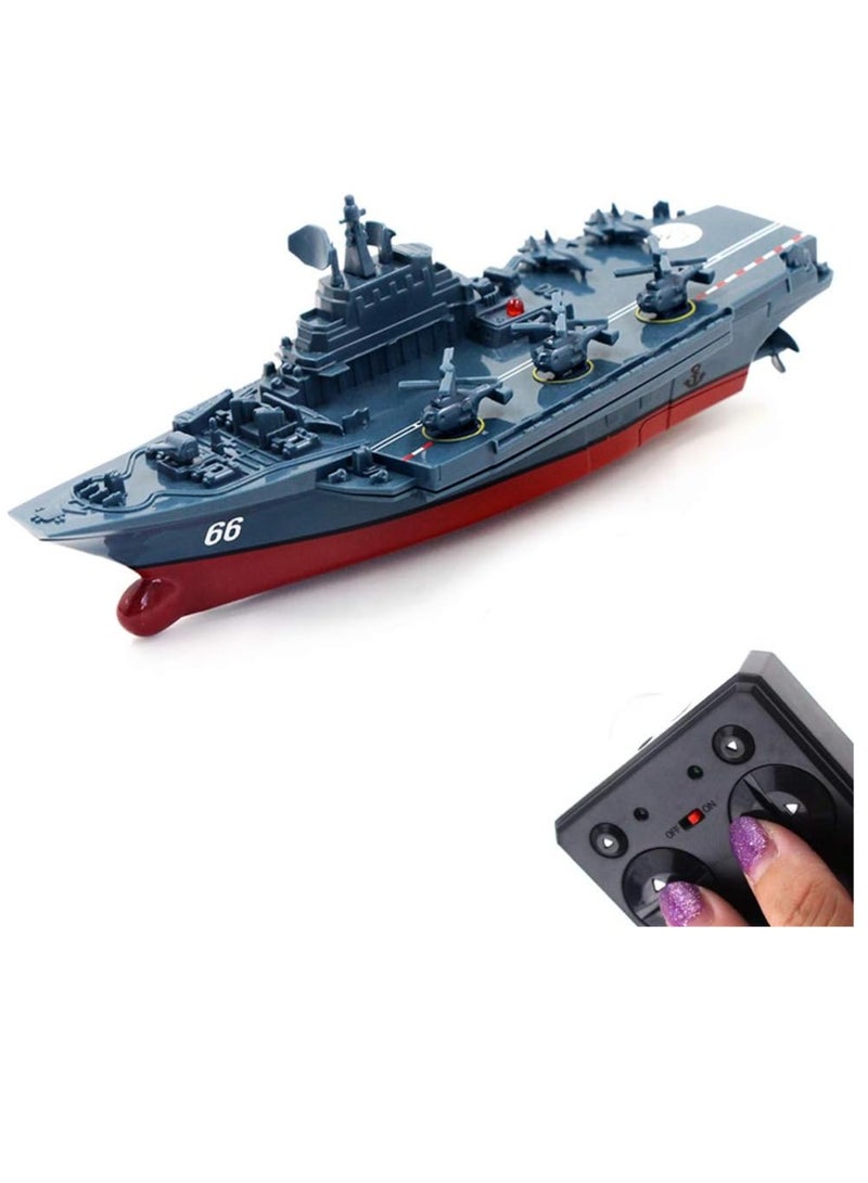 RC Aircraft Carrier, Remote Control Boat Ship Model, Portable Rechargeable Speedboat Yacht, Safe And Reliable Electric Water Toy For Kids, (1pc, Blue)