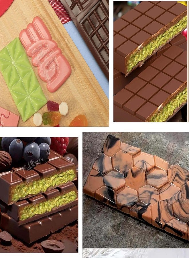 MoldBerry Silicone Chocolate Bar Mould Combo – 6 Cavity Multi Design Chocolate Bar Mold + 9 Cavity Small Kunafa Bar Mold for Homemade Chocolates, Candy, Desserts & Baking (Pack 2) - Image 3