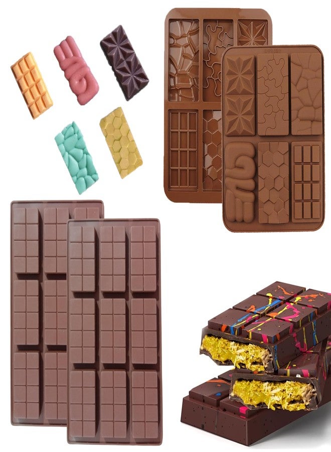 MoldBerry Silicone Chocolate Bar Mould Combo – 6 Cavity Multi Design Chocolate Bar Mold + 9 Cavity Small Kunafa Bar Mold for Homemade Chocolates, Candy, Desserts & Baking (Pack 2) - Image 1