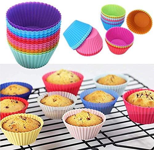 Petals Reusable NonStick and Heat Resistant Silicone 12 Pieces Round Shape Mould for MuffinsCupcakeJellyCake Random Colour - Image 4