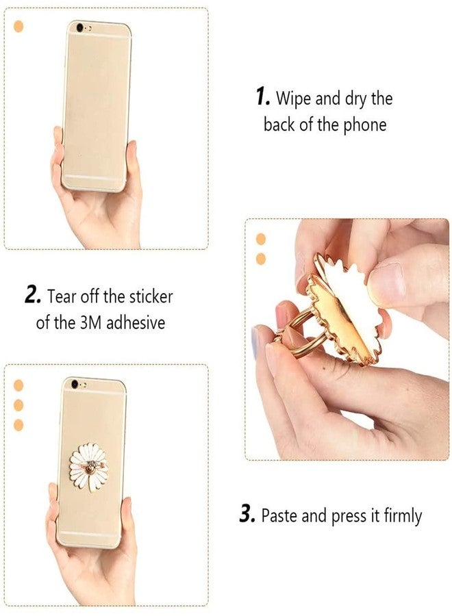 Zittop 3-Pack Phone Ring Holder 360 Rotation Glitter Bling Bling Finger Bracket Stand Grip Kickstand for Smartphones,Tablets,Pads (Daisy Pink/White/Green) - Image 4