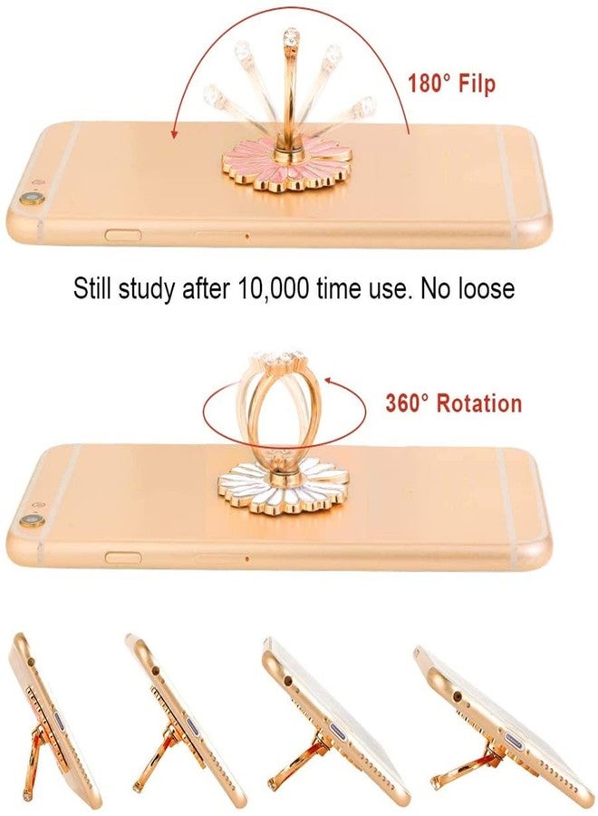 Zittop 3-Pack Phone Ring Holder 360 Rotation Glitter Bling Bling Finger Bracket Stand Grip Kickstand for Smartphones,Tablets,Pads (Daisy Pink/White/Green) - Image 3