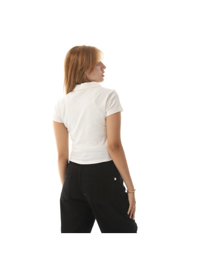 Coctail 2569-basic top with zipper-white  - Image 3