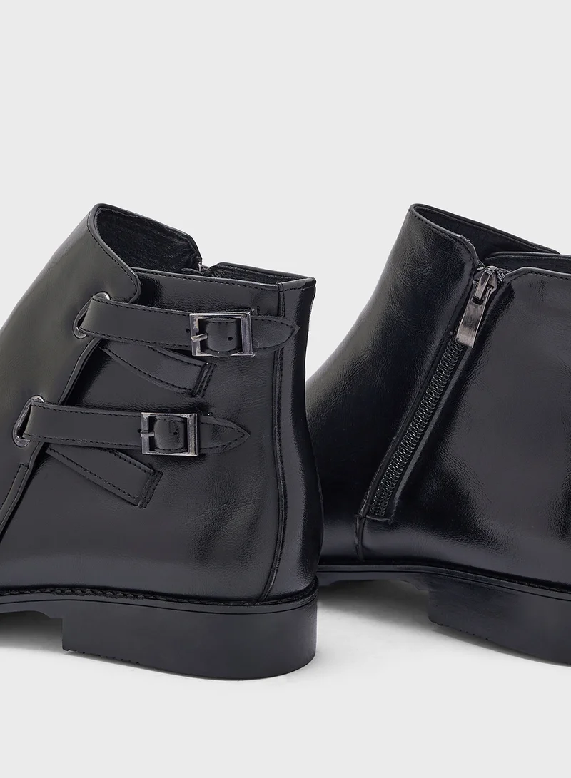 Robert Wood Buckle Detail Formal Pull On Boots