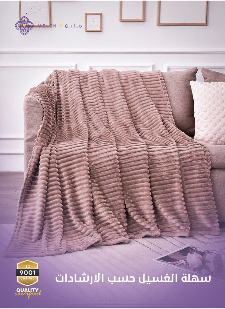 ميلين بطانية ثقيلة ناعمه مناسبه لكل الفصول - بطانيه شتويه مخمل محفور اكاسيا 200 × 230 - بني  - Image 5