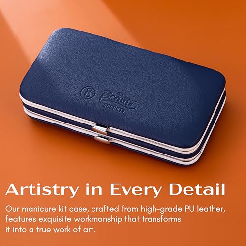 Beauté Secrets Manicure Set, 22 in 1 Stainless Steel Professional Pedicure Kit Nail Scissors Grooming Kit with Mirror and Blue Leather Travel Case, Double Layer, Complete Nail Cutter Set for Adults, Nail Care, and Nail Art – Grooming Kit for Men and Women, Orange - Image 3