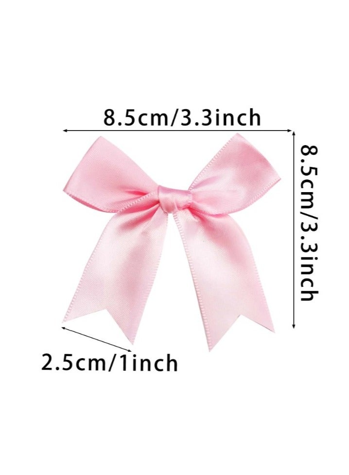 Pink satin bow ribbon to decorate boxes and gifts for baby showers and birthdays, 25 pieces - Image 2