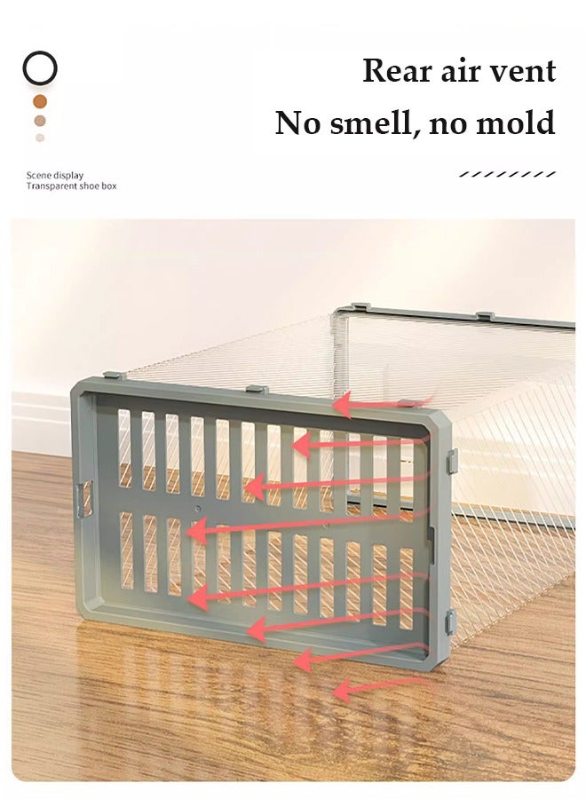 DUNISO 6 Pieces of Shoe Storage Boxes, stackable shoe display box, multifunctional transparent shoe box, plastic flip shoe box, dustproof and durable, suitable for both men and women，35*25*16CM - Image 5