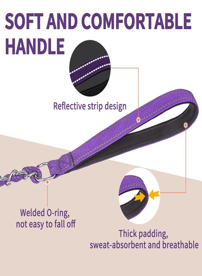HOMIMP Heavy Duty Dog Leash - Chew Proof 4 FT, Reflective, Metal Training Leash with Soft Padded Handle, Strong Rope for Night Walking, Purple - Image 5