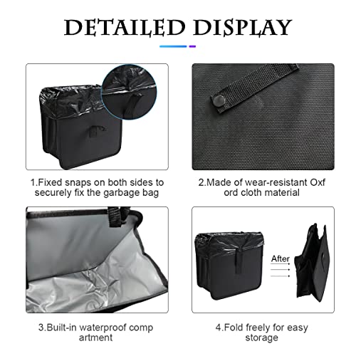 Fekey&JF Foldable Trash Can, Hanging Waterproof Leakproof Storage Bag with Large Capacity, Car Interior Accessories (Large) - Image 3