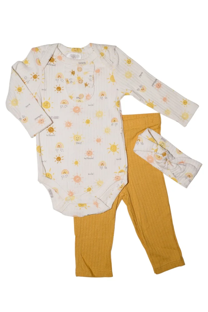 Bambimici Bambimici Anaya Sun Print Long Sleeve Set - White