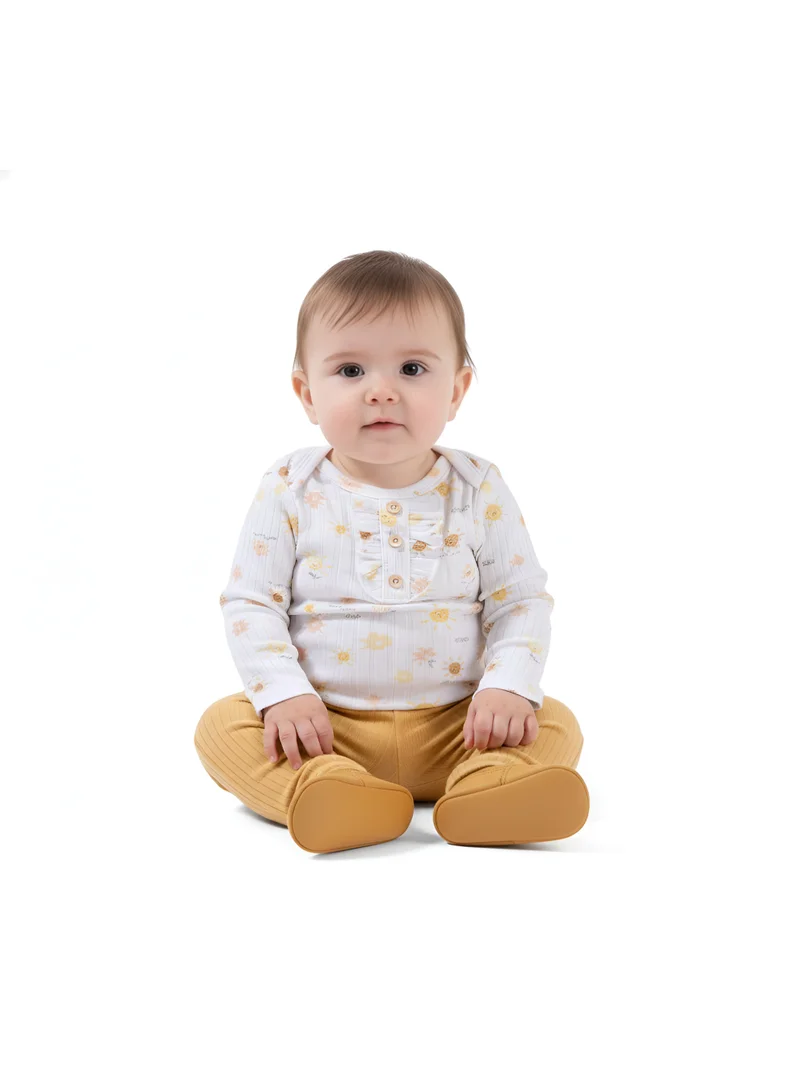 بمبىمىشى طقم بامبيميتشي أنايا بأكمام طويلة وطبعة شمس - أبيض