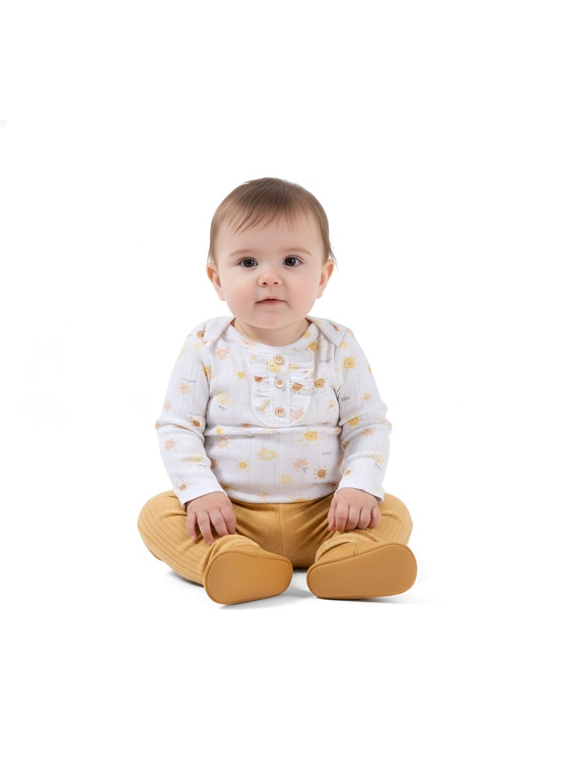 بمبىمىشى طقم بامبيميتشي أنايا بأكمام طويلة وطبعة شمس - أبيض - Image 1