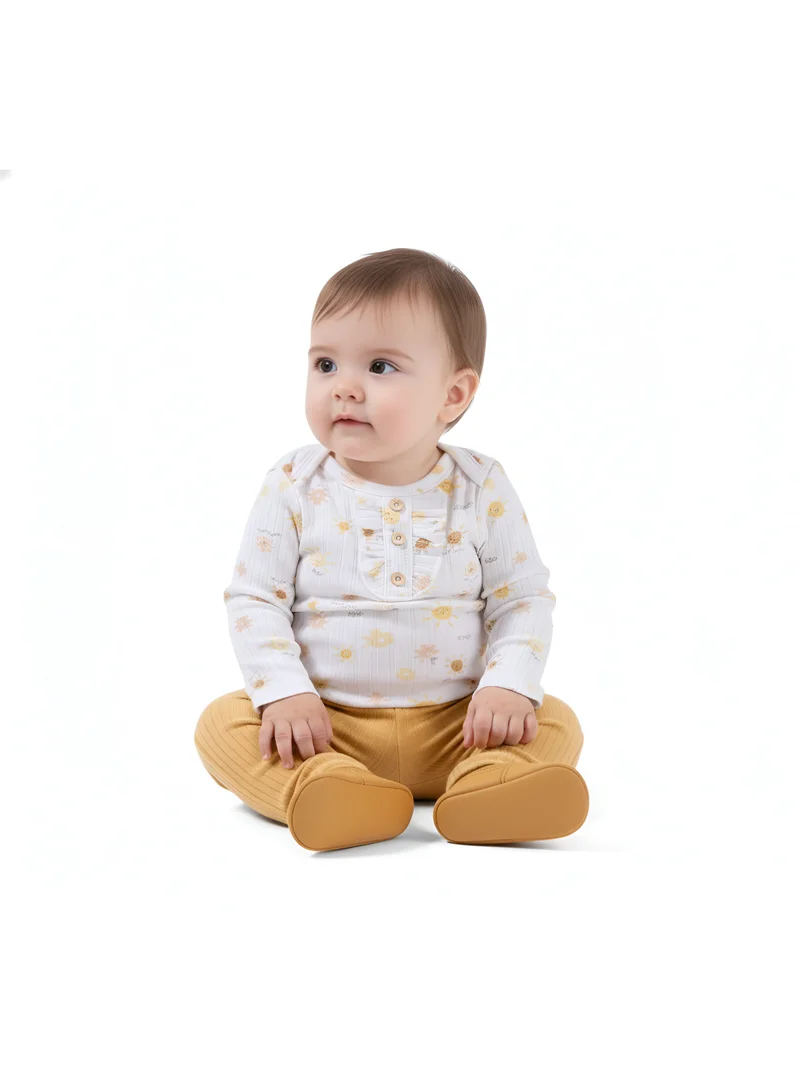 بمبىمىشى طقم بامبيميتشي أنايا بأكمام طويلة وطبعة شمس - أبيض