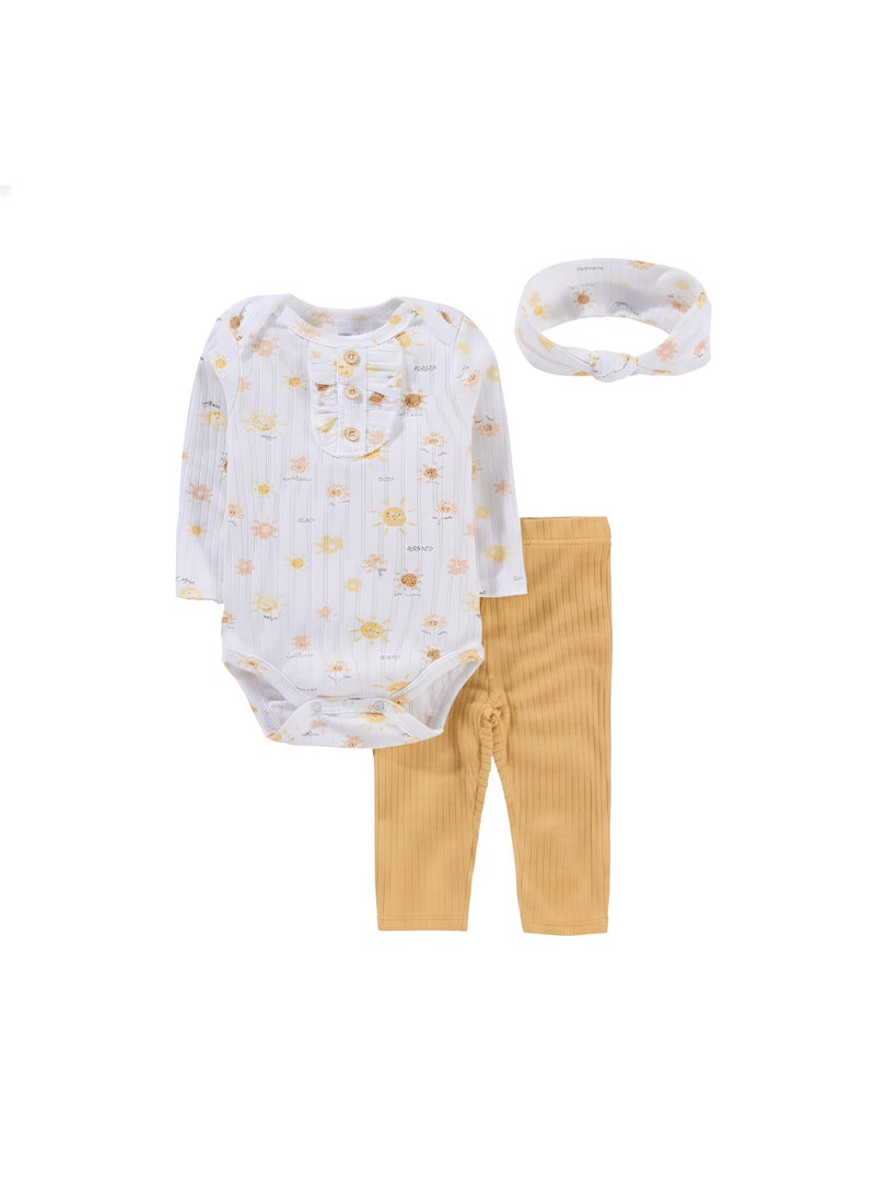 بمبىمىشى طقم بامبيميتشي أنايا بأكمام طويلة وطبعة شمس - أبيض - Image 3