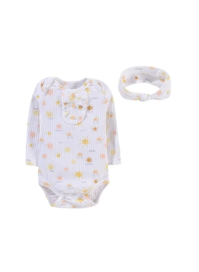بمبىمىشى Bambimici Anaya Sun Print Long Sleeve Set - White