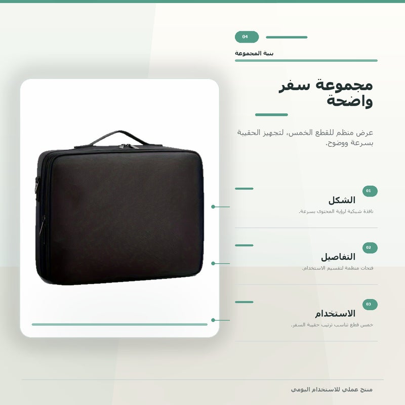 حقيبة مكياج بسعة كبيرة وتنظيم عملي وكحقيبة صغيرة محمولة لـ المكياج وأدوات التجميل والتخزين اليومي أثناء السفر باللون أسود منظم - Image 5