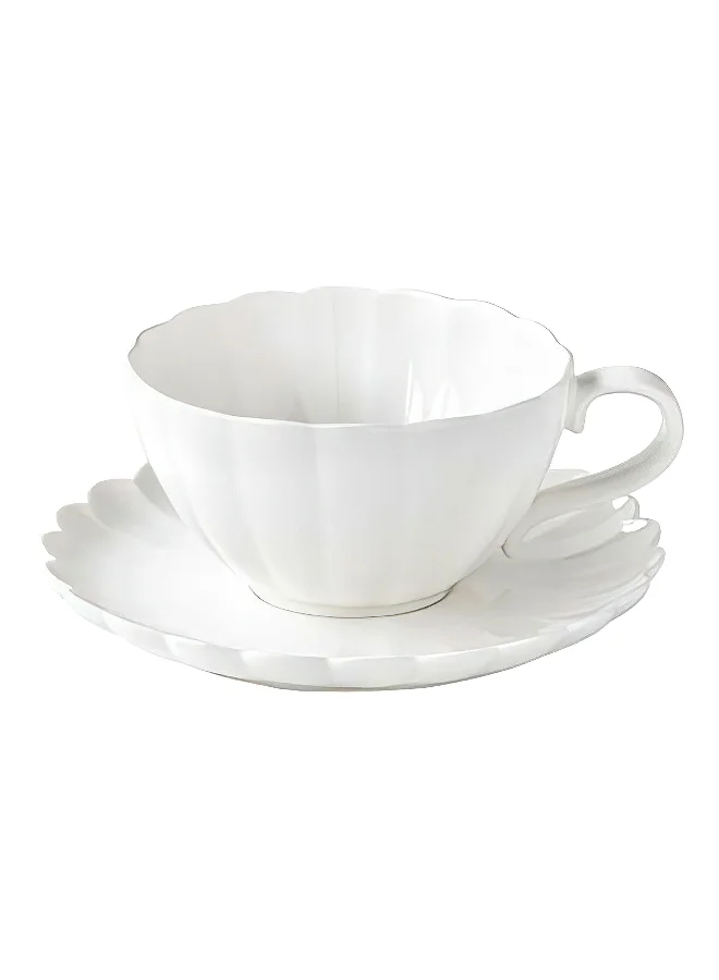 Easy Life 2-Piece Porcelain Microwave And Dishwasher Safe Lifestyle Tea Cup & Saucer Set White 250 Ml R2905#Lifw