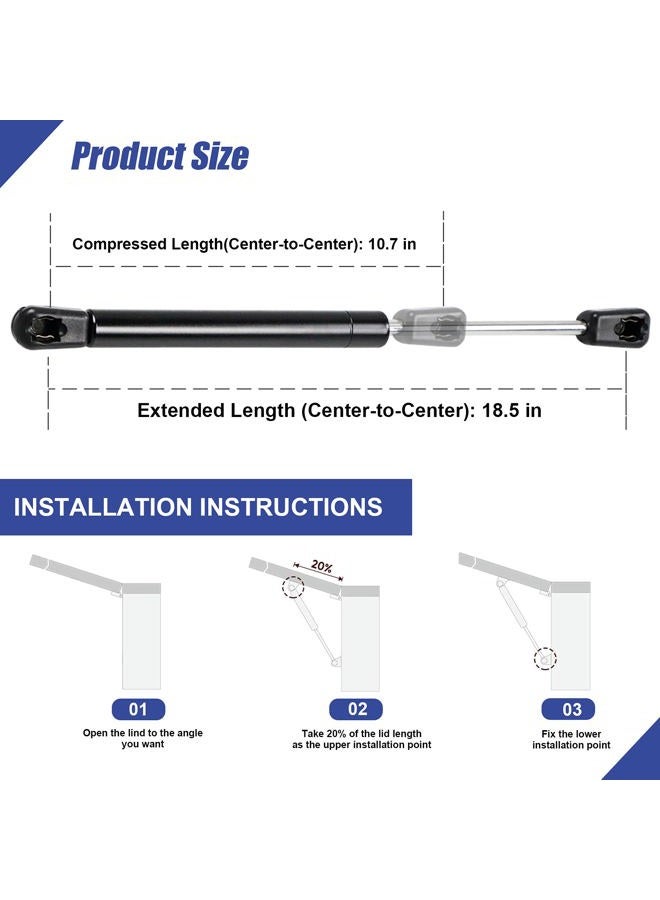 Hurotoms 18.5" 40Lbs/178N Universal Gas Spring Shock Struts Lift Supports for Lid Stay Prop Replacement for Camper Shell Shocks, Canopy, Tool Box, Truck - Image 2