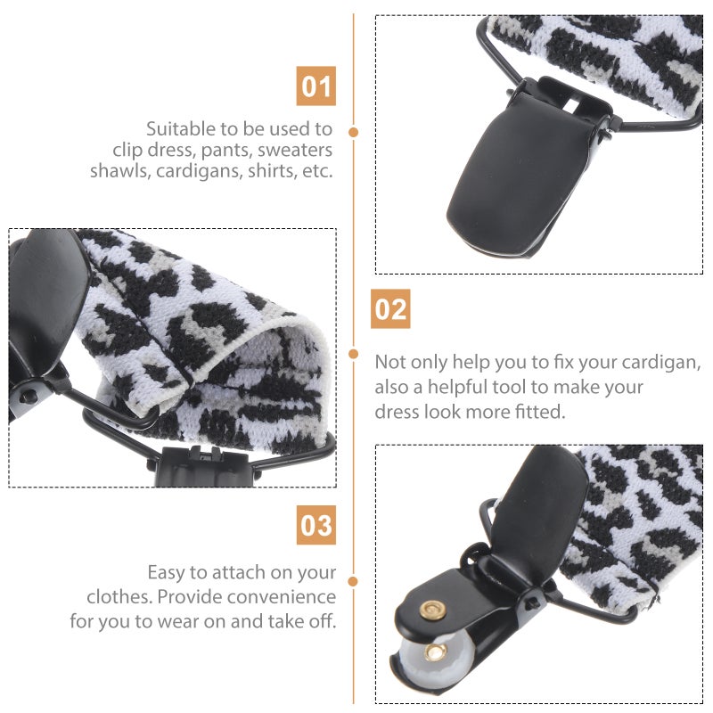 Shawl Collar Clips Styling Aid Leopard Design White Oval 1Pack - Image 5